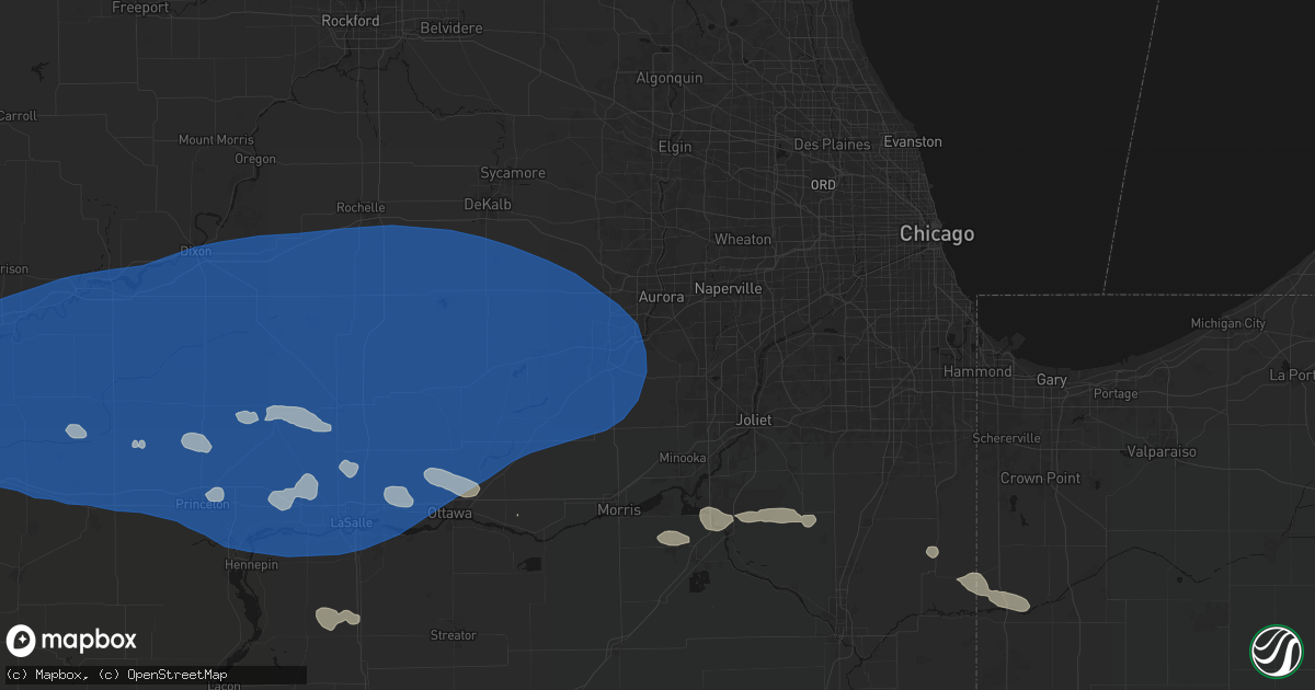 Hail map in Oswego, IL on August 12, 2026