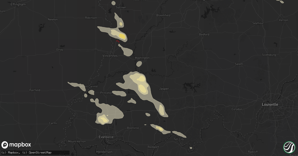 Hail map in Otwell, IN on August 12, 2026