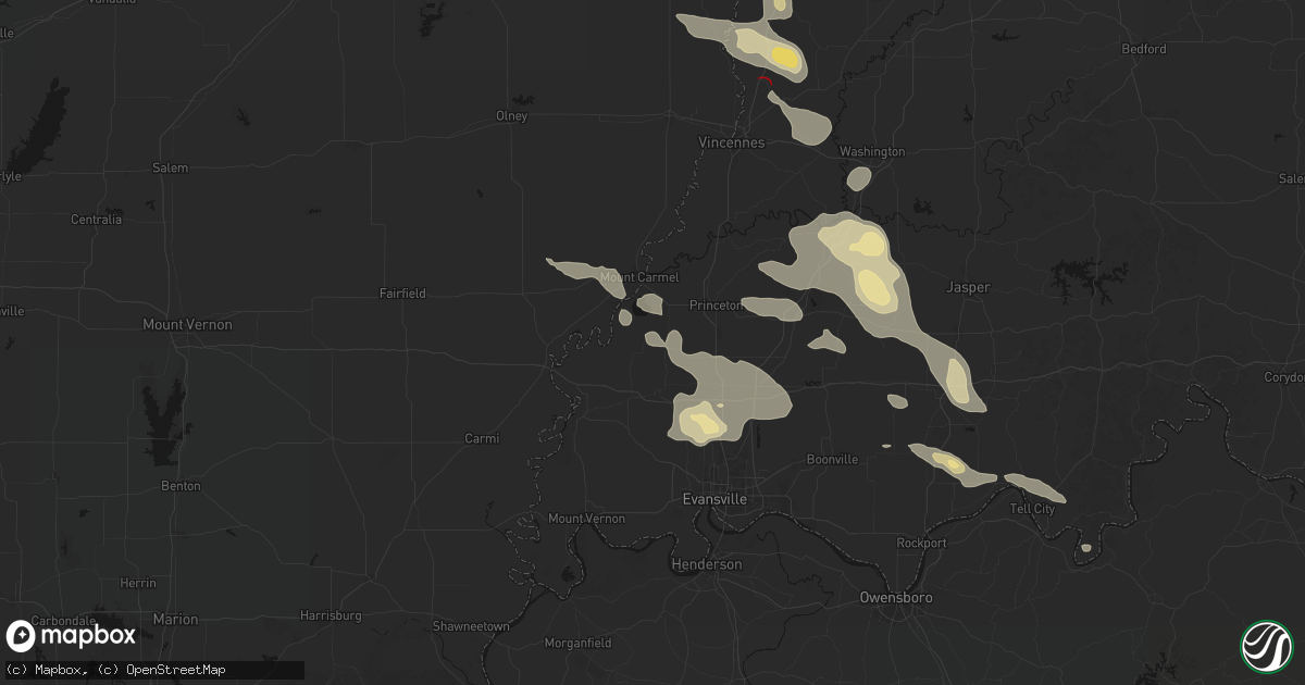 Hail map in Owensville, IN on August 12, 2026