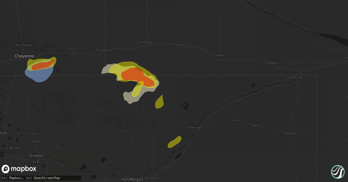 Hail map in Padroni, CO on August 12, 2026