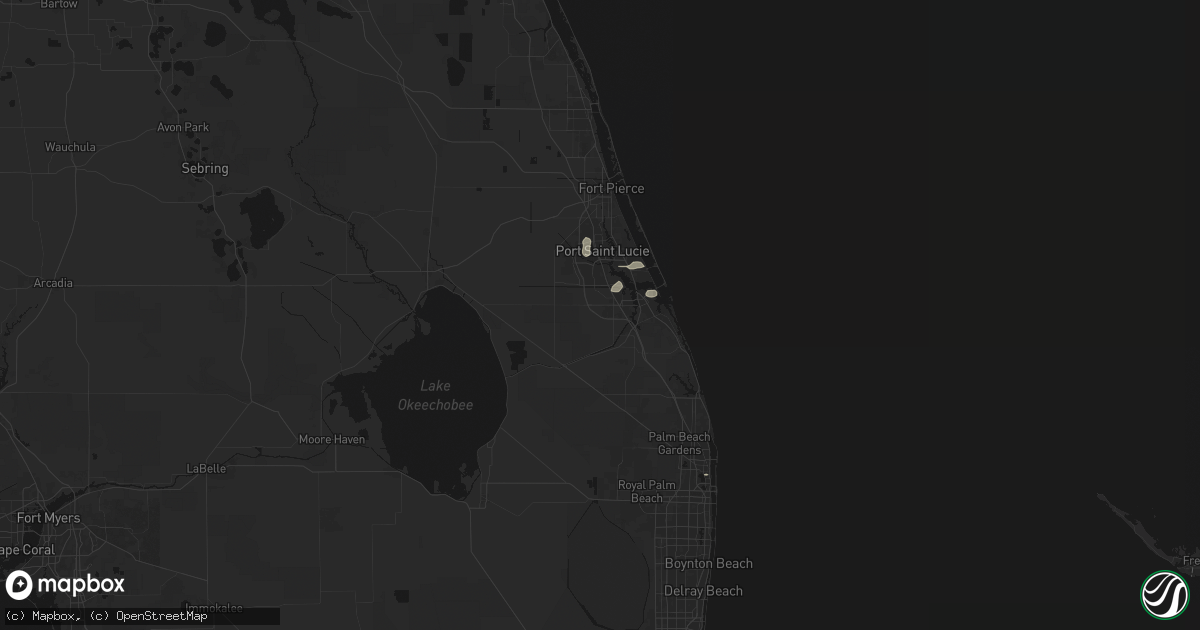 Hail map in Palm City, FL on August 12, 2026