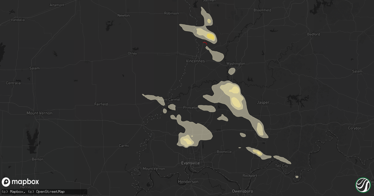 Hail map in Patoka, IN on August 12, 2026