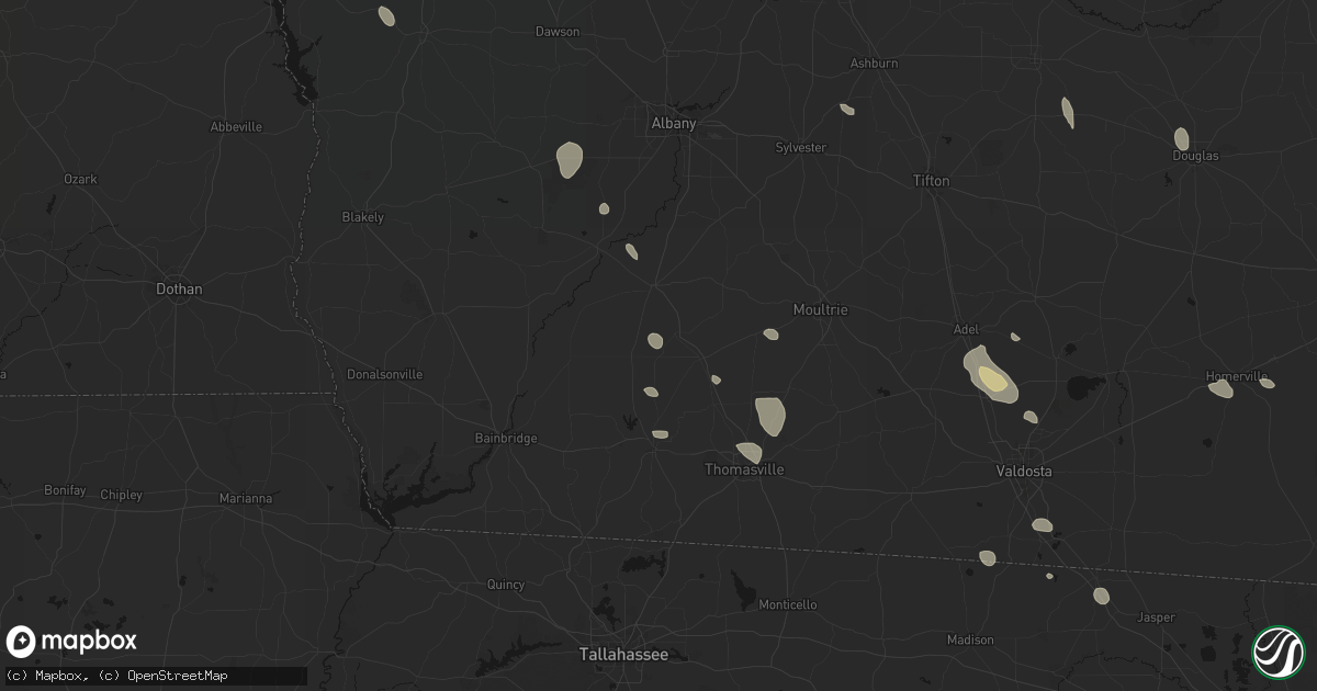 Hail map in Pelham, GA on August 12, 2026