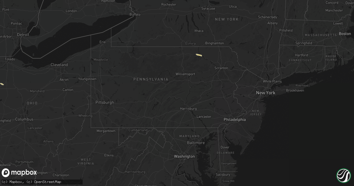 Hail map in Pennsylvania on August 12, 2026