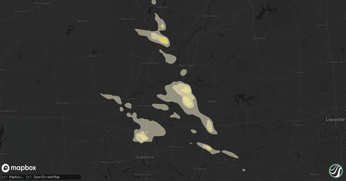 Hail map in Petersburg, IN on August 12, 2026