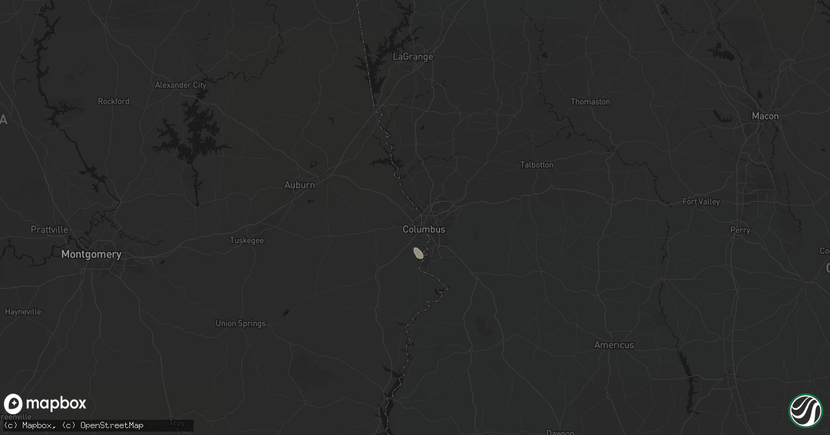 Hail map in Phenix City, AL on August 12, 2026