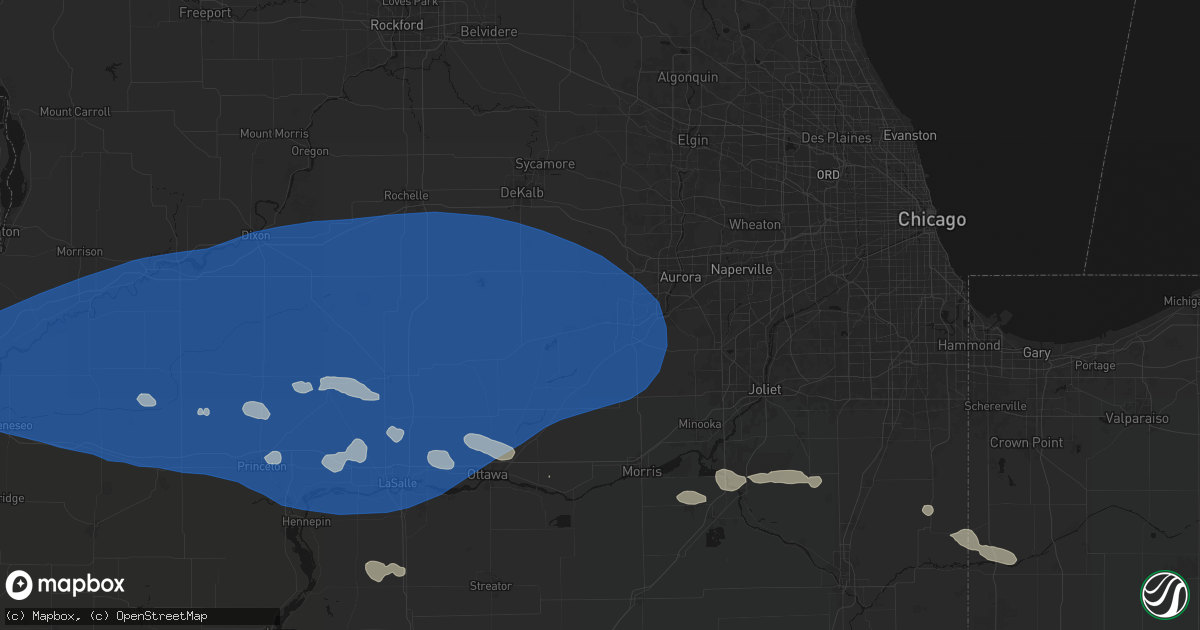 Hail map in Plano, IL on August 12, 2026