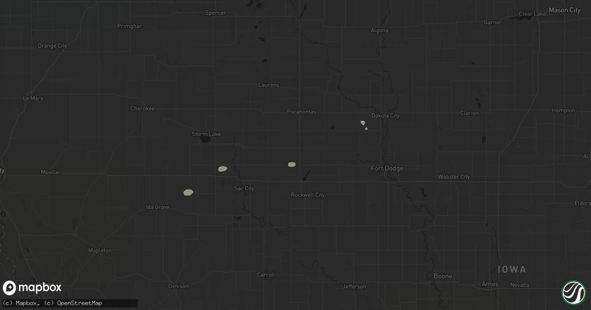 Hail map in Pomeroy, IA on August 12, 2026