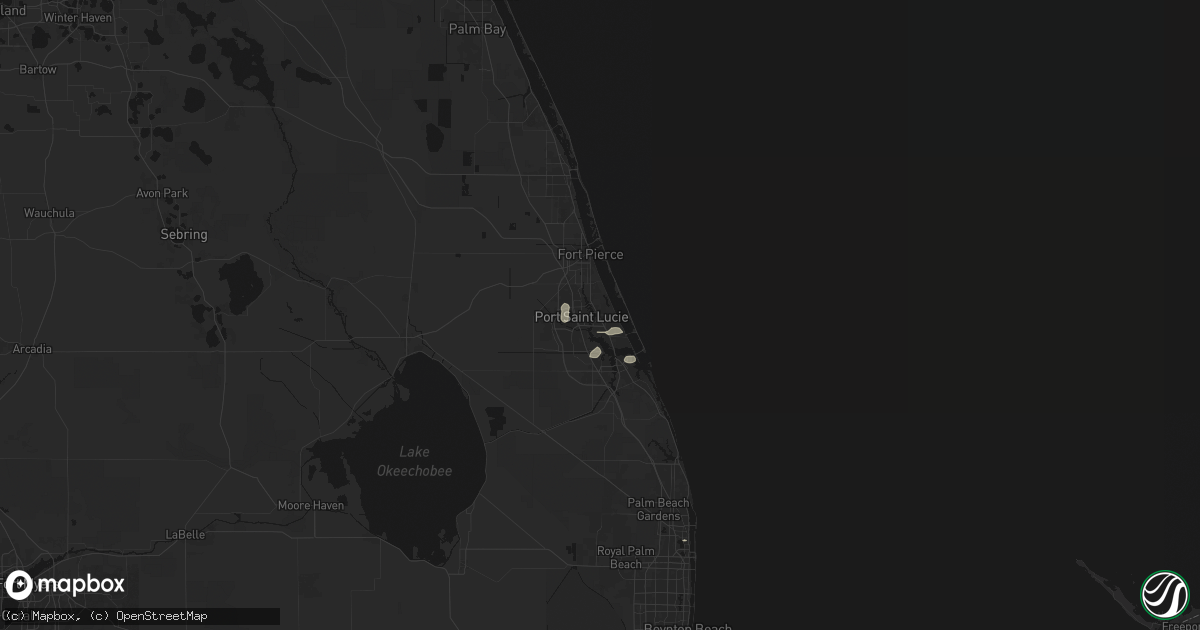 Hail map in Port Saint Lucie, FL on August 12, 2026