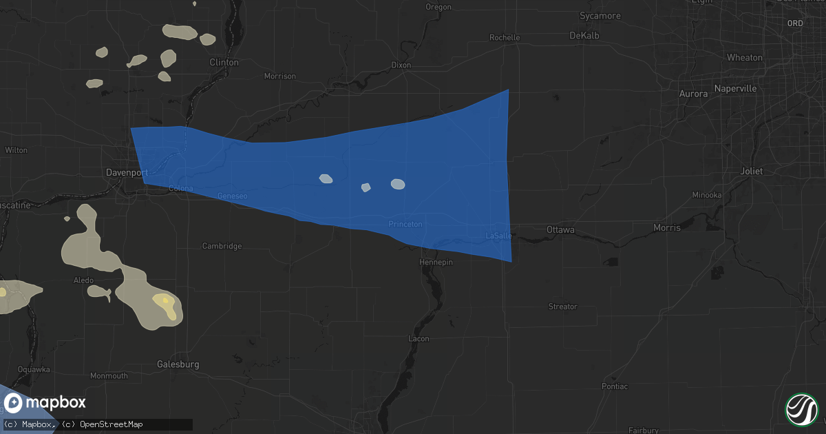 Hail map in Princeton, IL on August 12, 2026