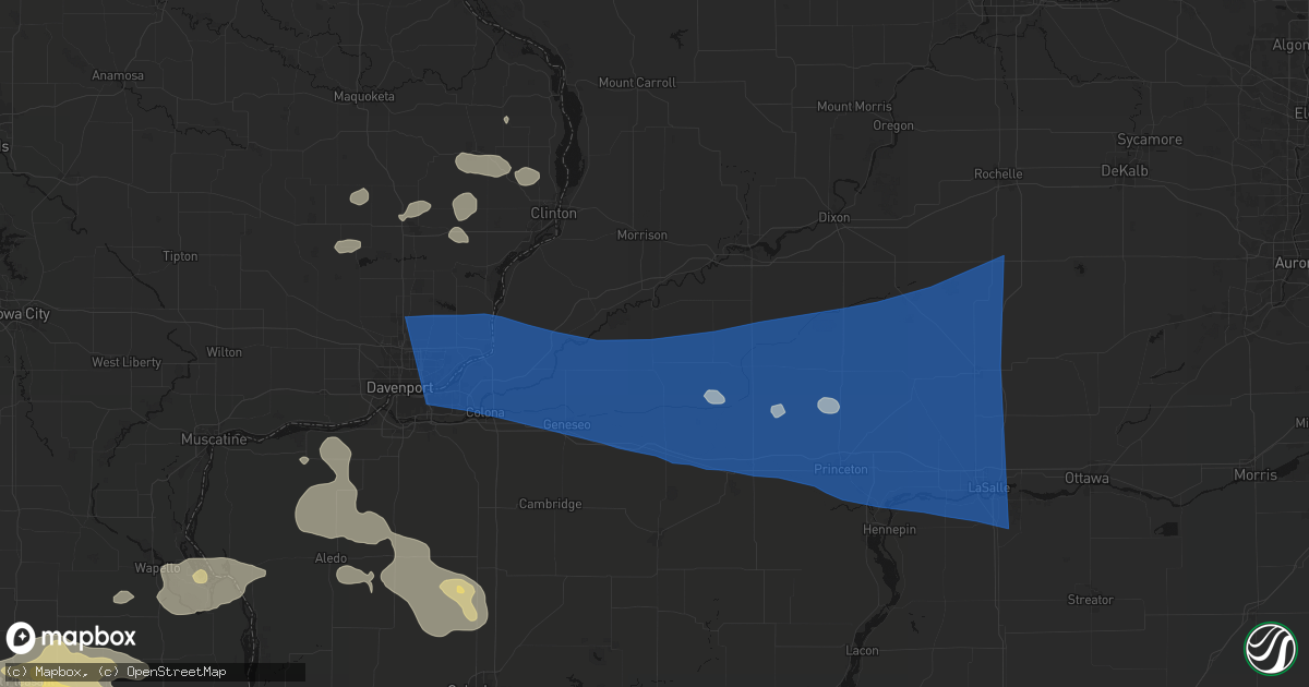 Hail map in Prophetstown, IL on August 12, 2026