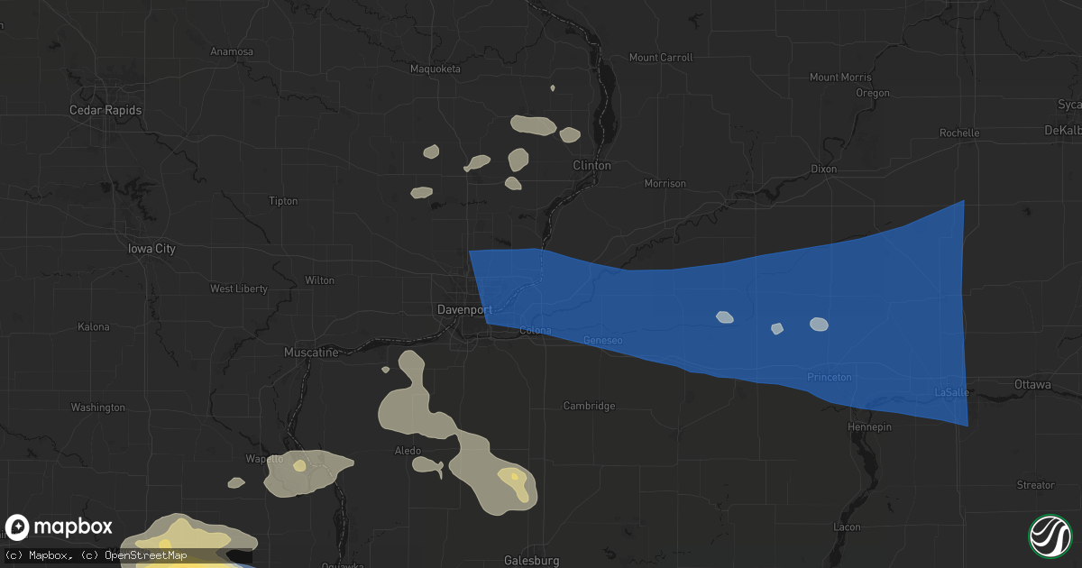 Hail map in Rapids City, IL on August 12, 2026