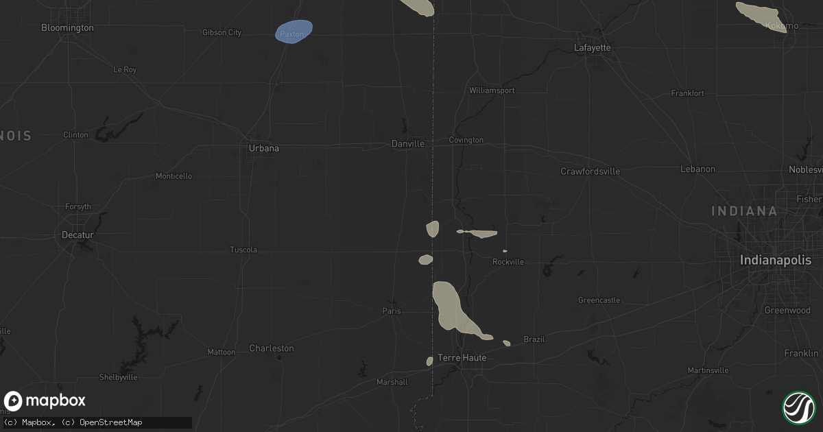 Hail map in Ridge Farm, IL on August 12, 2026