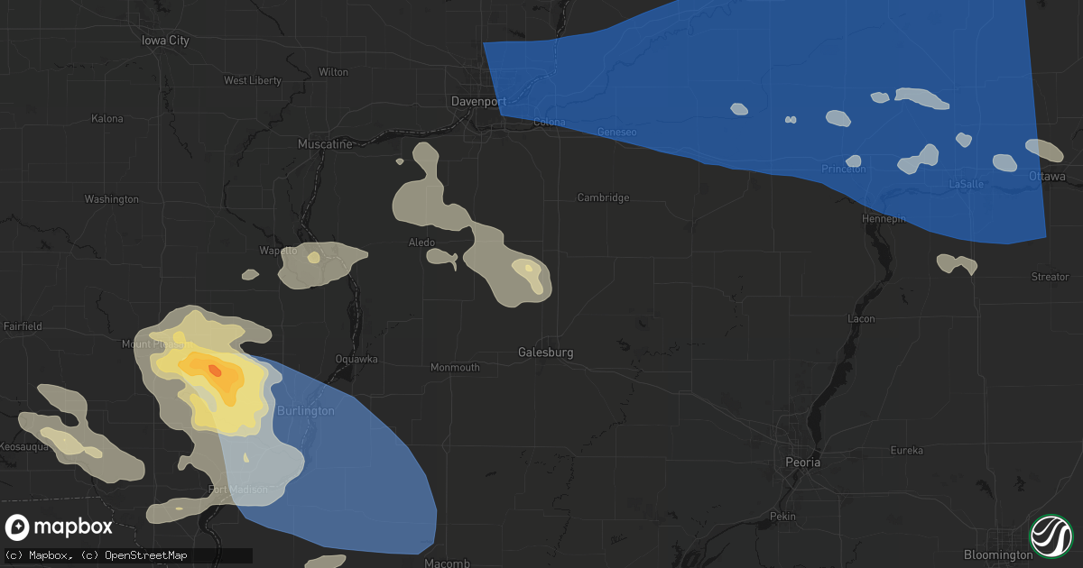 Hail map in Rio, IL on August 12, 2026
