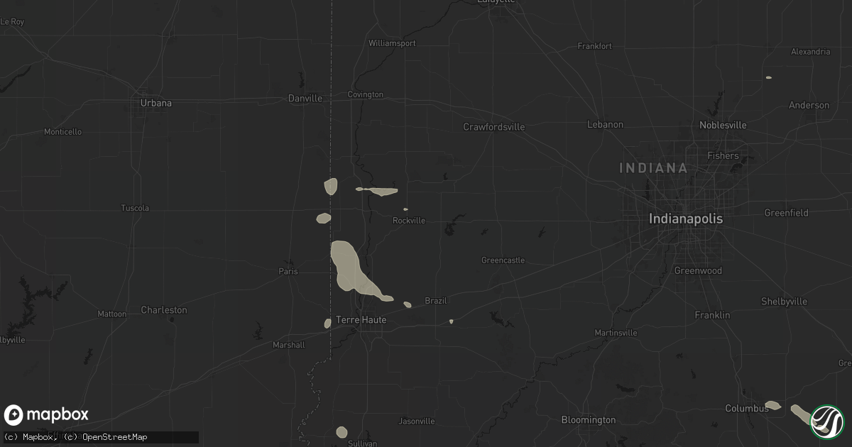 Hail map in Rockville, IN on August 12, 2026