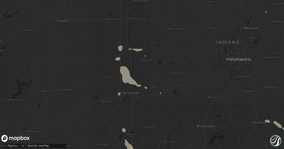 Hail map in Rosedale, IN on August 12, 2026