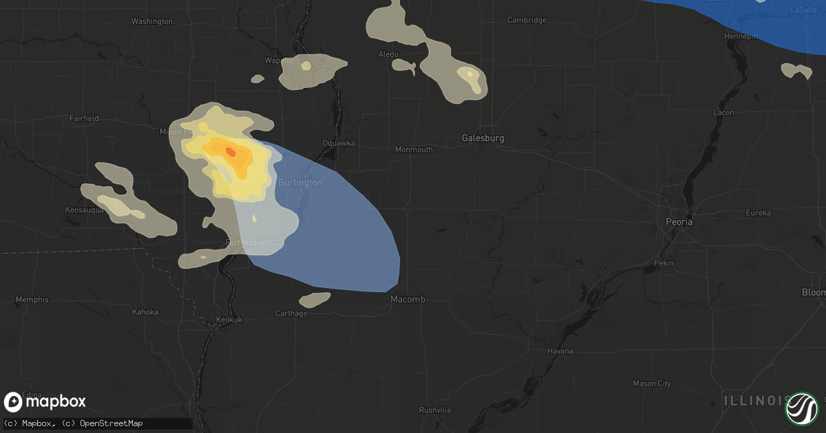 Hail map in Roseville, IL on August 12, 2026