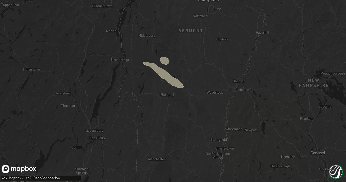 Hail map in Rutland, VT on August 12, 2026