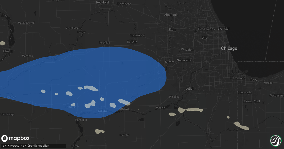 Hail map in Sandwich, IL on August 12, 2026