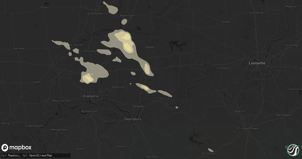Hail map in Santa Claus, IN on August 12, 2026