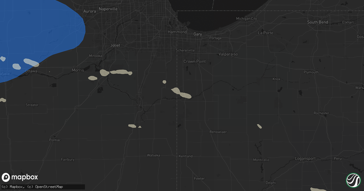Hail map in Schneider, IN on August 12, 2026