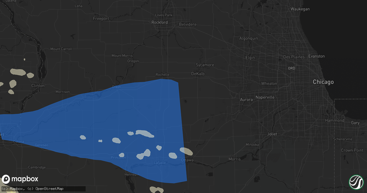 Hail map in Shabbona, IL on August 12, 2026