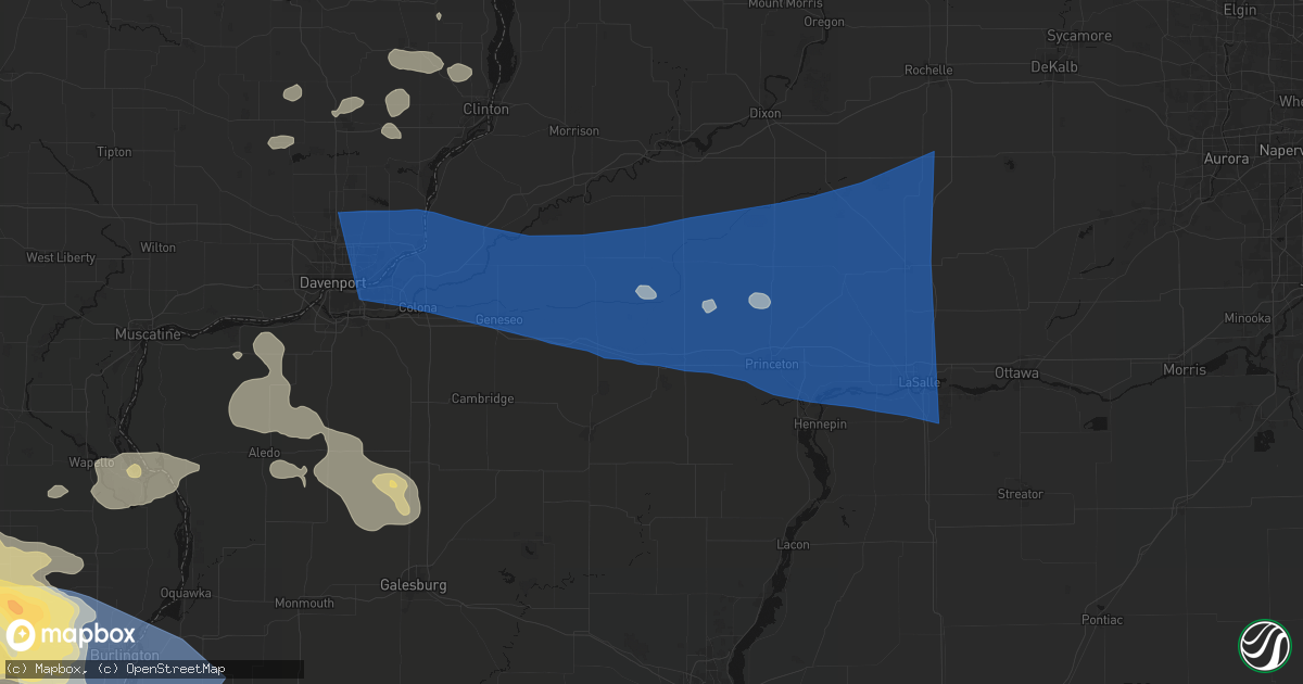 Hail map in Sheffield, IL on August 12, 2026