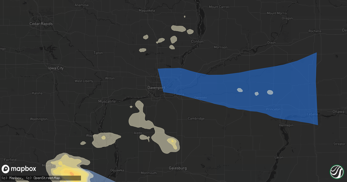 Hail map in Silvis, IL on August 12, 2026