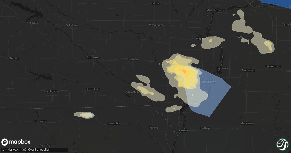 Hail map in Stockport, IA on August 12, 2026