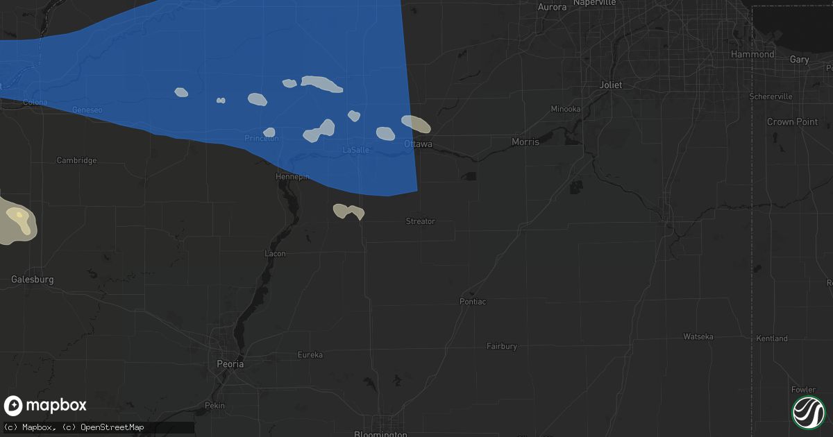 Hail map in Streator, IL on August 12, 2026