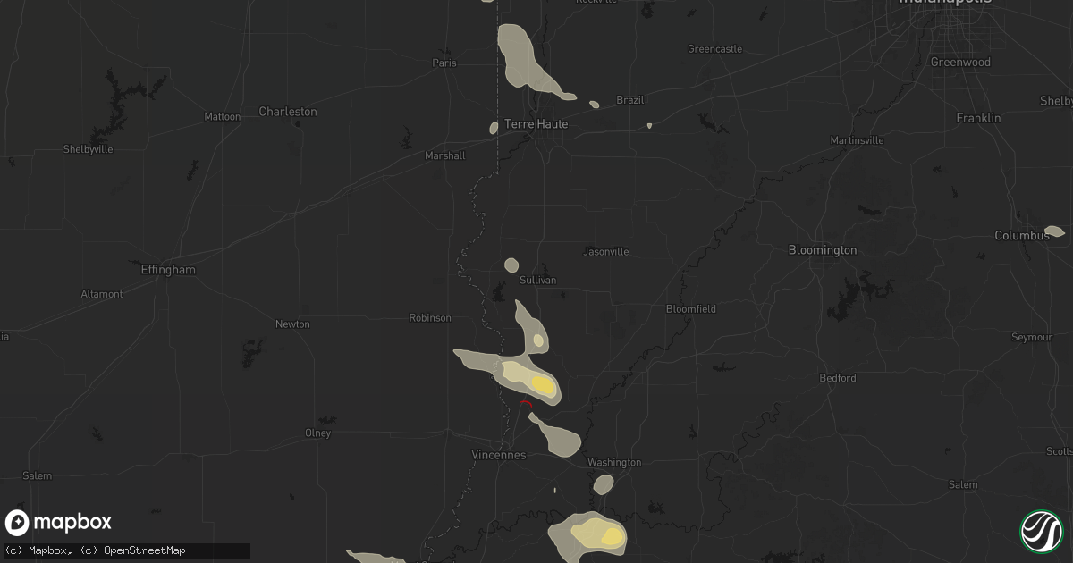 Hail map in Sullivan, IN on August 12, 2026