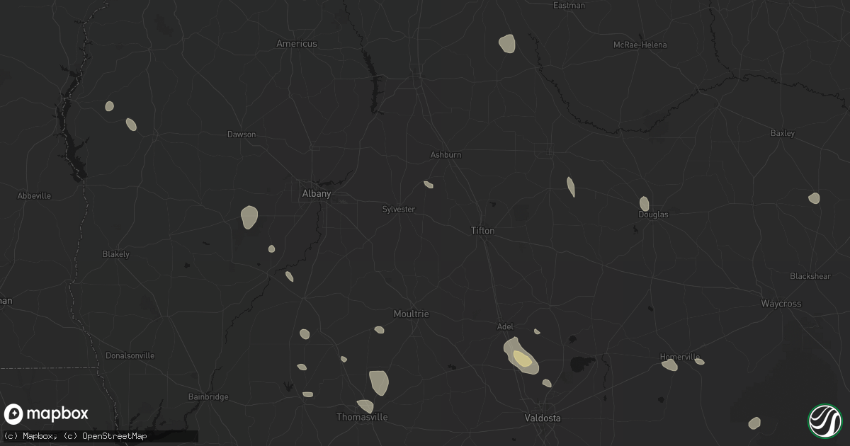 Hail map in Sumner, GA on August 12, 2026
