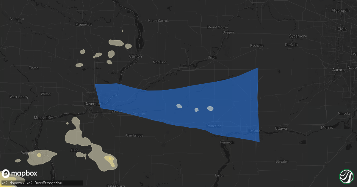 Hail map in Tampico, IL on August 12, 2026