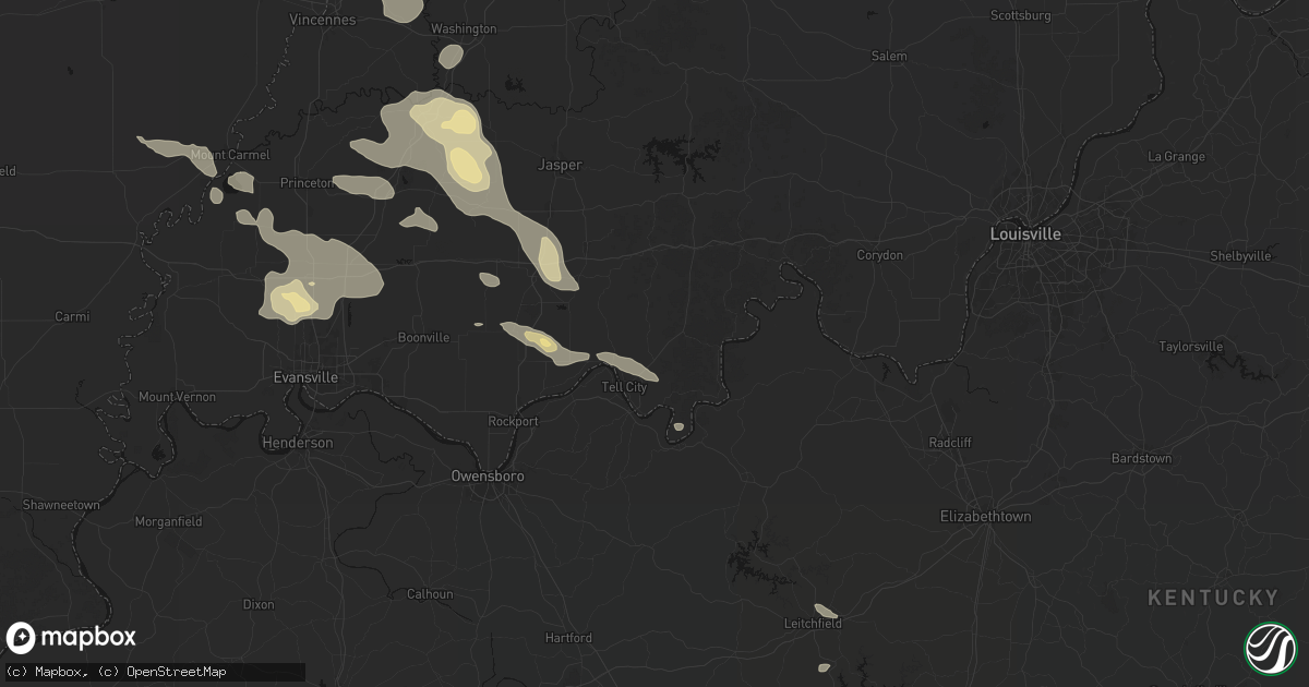 Hail map in Tell City, IN on August 12, 2026