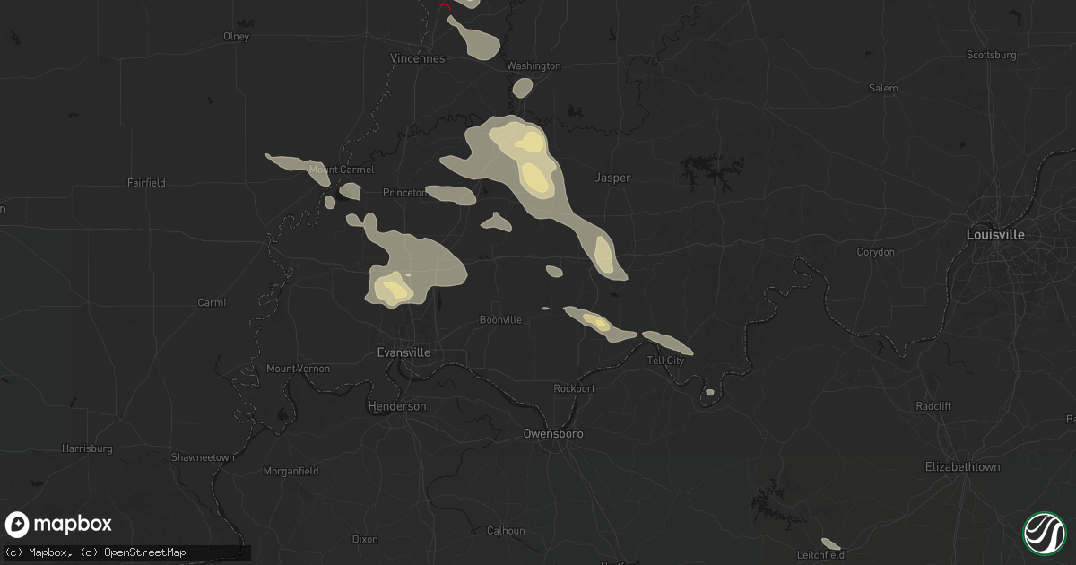 Hail map in Tennyson, IN on August 12, 2026