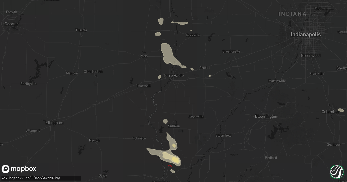 Hail map in Terre Haute, IN on August 12, 2026