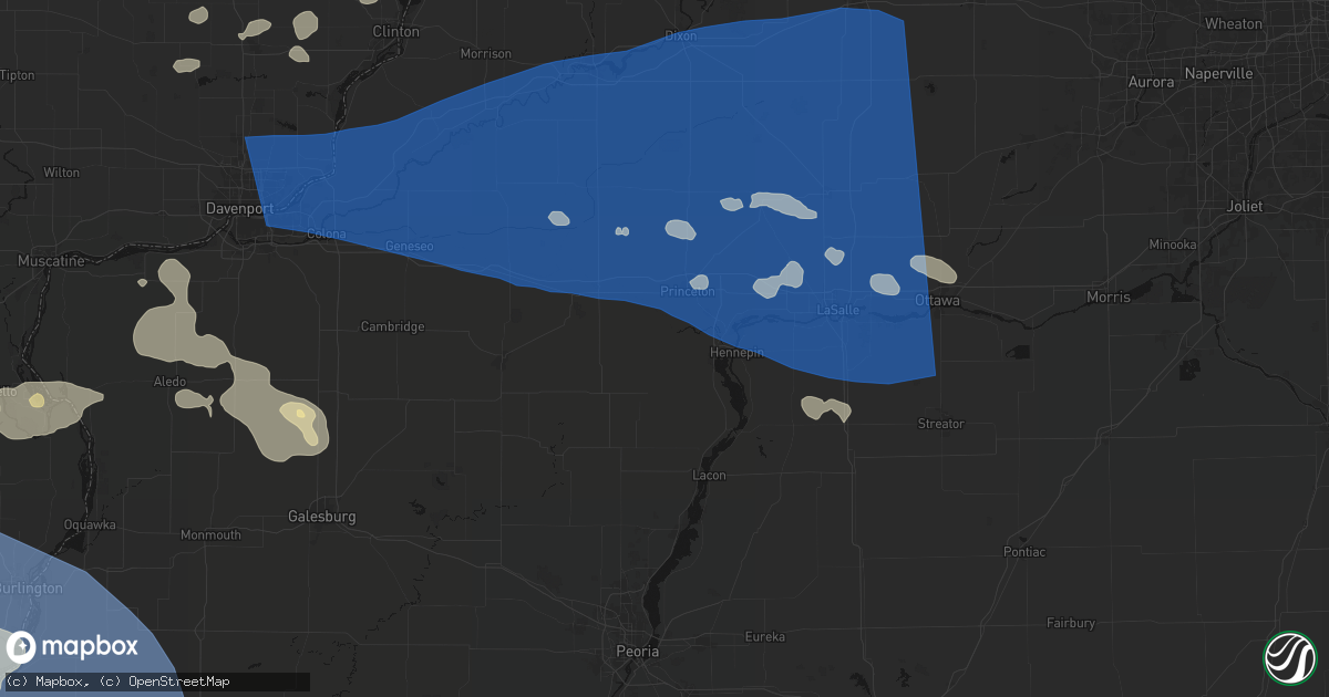 Hail map in Tiskilwa, IL on August 12, 2026