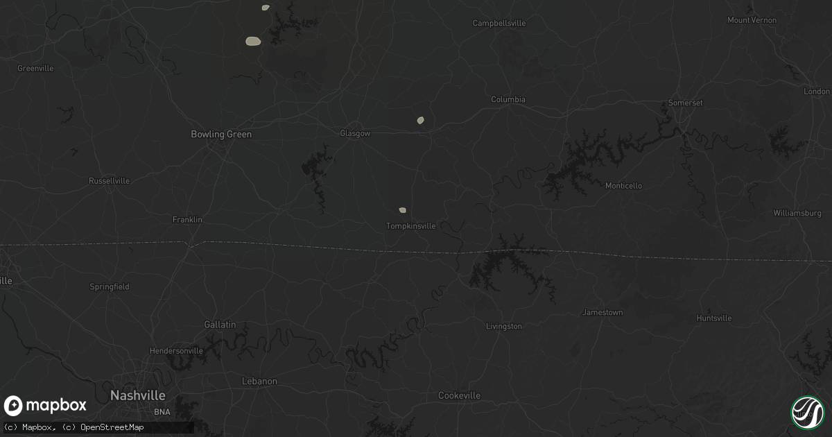 Hail map in Tompkinsville, KY on August 12, 2026