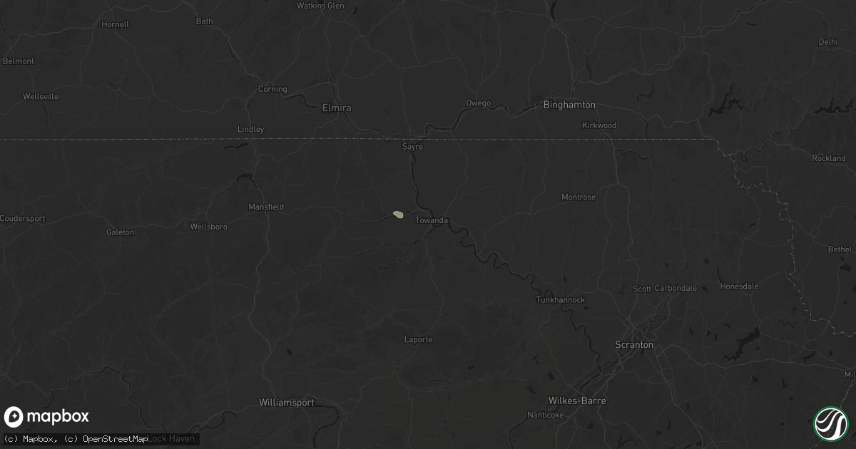 Hail map in Towanda, PA on August 12, 2026
