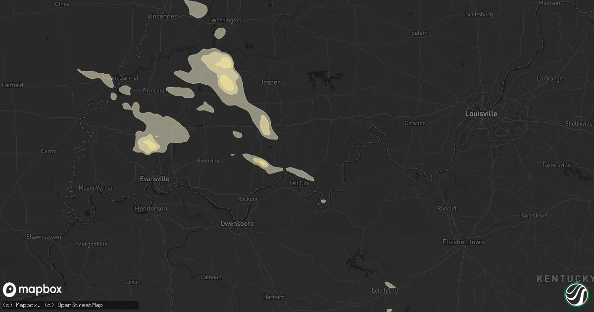 Hail map in Troy, IN on August 12, 2026