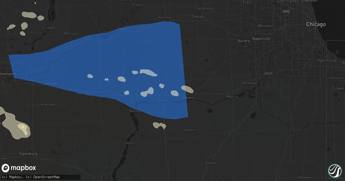 Hail map in Utica, IL on August 12, 2026