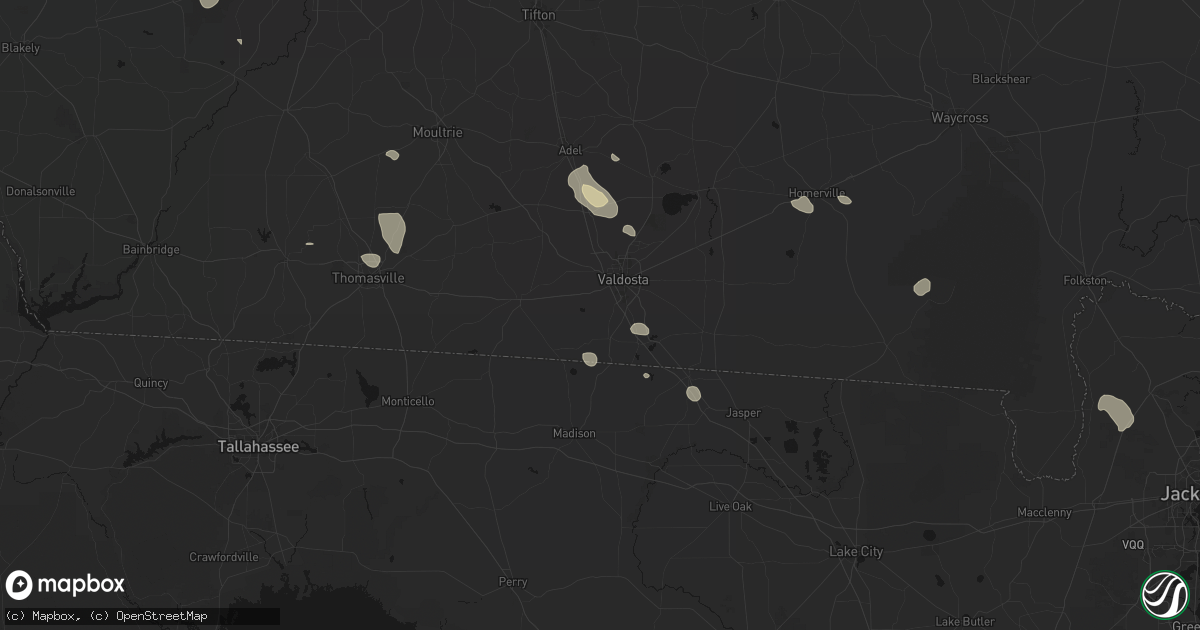 Hail map in Valdosta, GA on August 12, 2026