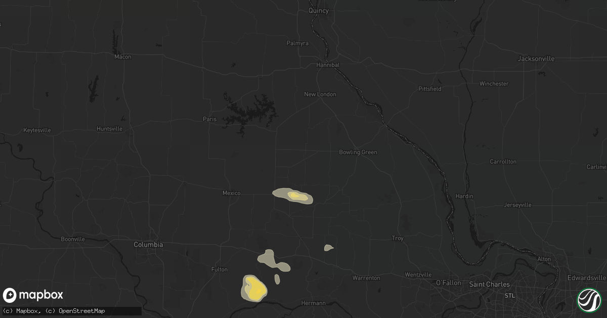 Hail map in Vandalia, MO on August 12, 2026