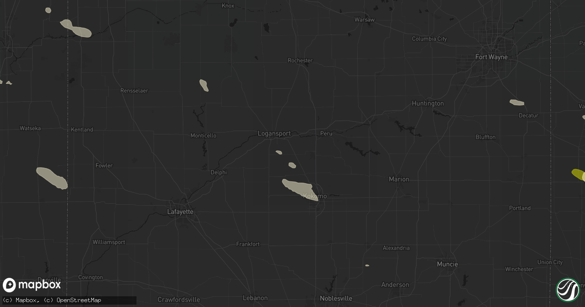 Hail map in Walton, IN on August 12, 2026