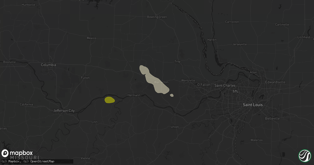 Hail map in Warrenton, MO on August 12, 2026