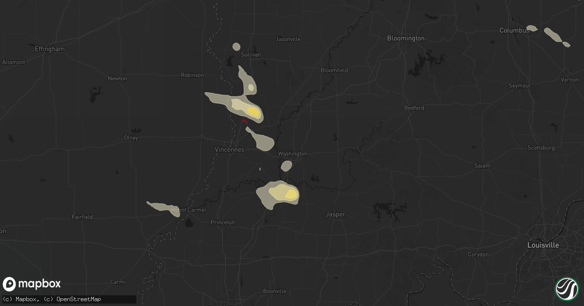 Hail map in Washington, IN on August 12, 2026