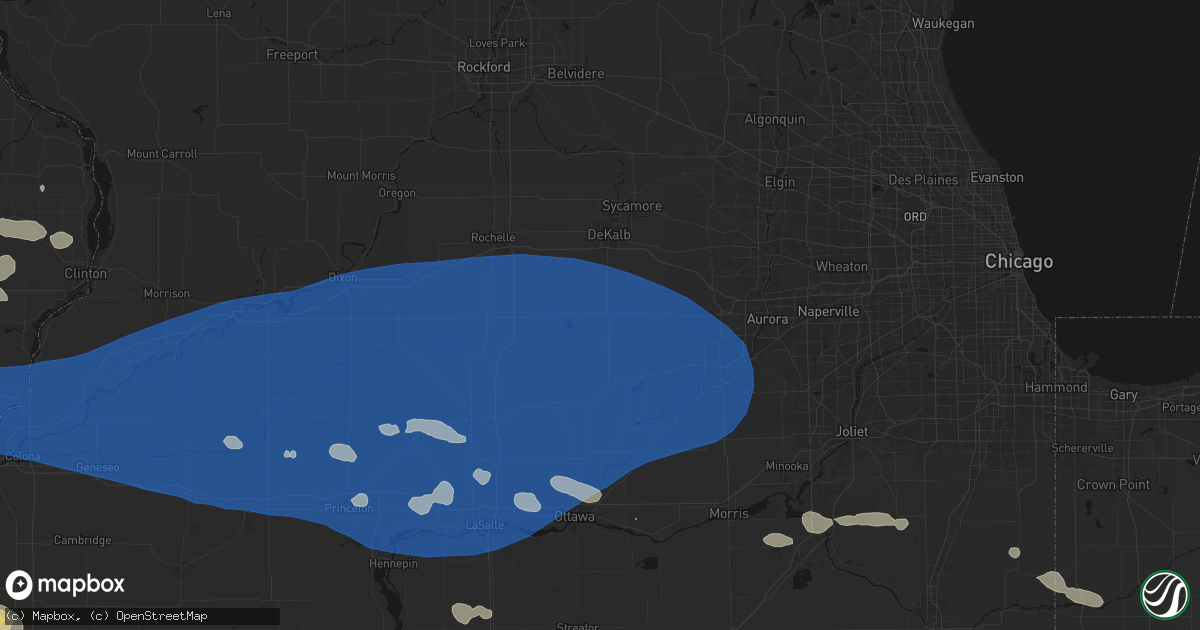Hail map in Waterman, IL on August 12, 2026