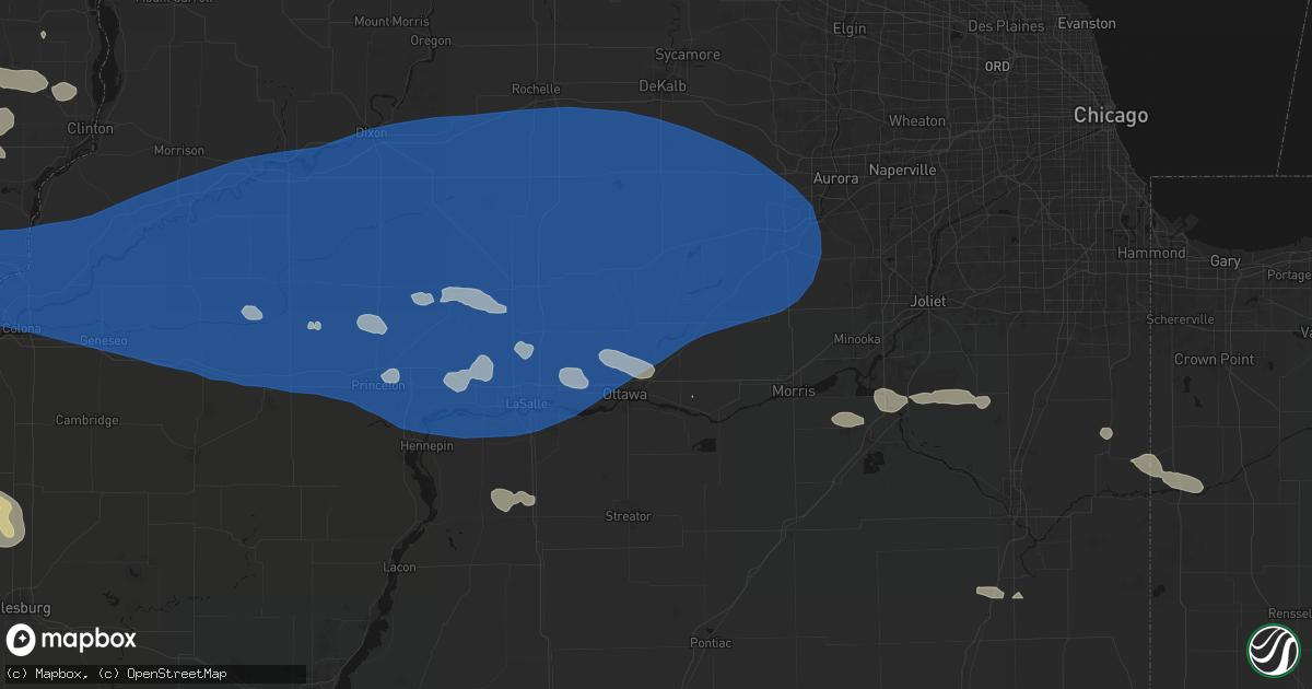 Hail map in Wedron, IL on August 12, 2026
