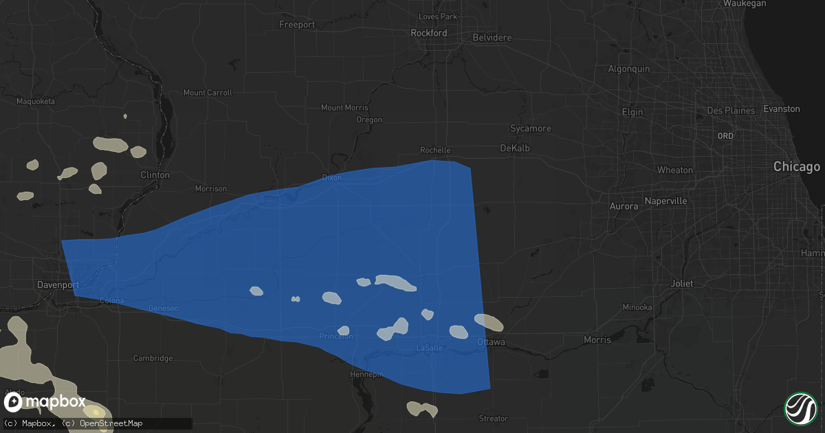 Hail map in West Brooklyn, IL on August 12, 2026