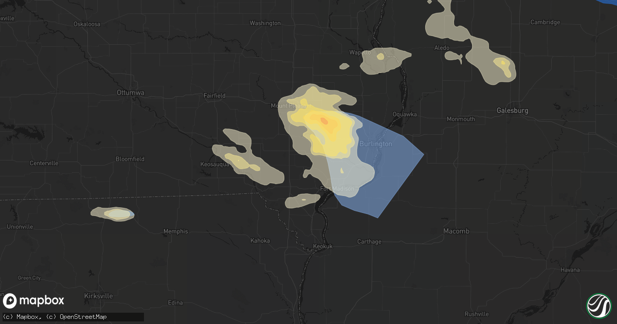 Hail map in West Point, IA on August 12, 2026